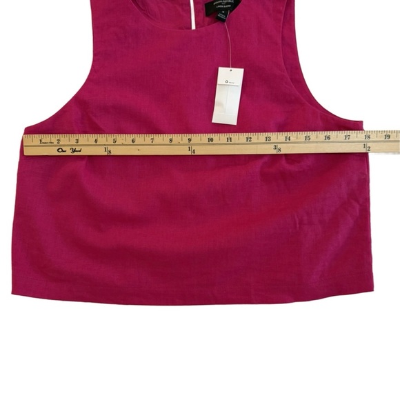 Banana Republic Linen Blend Women's Sleeveless Crop Top in Barbie Pink. Size S - Picture 4 of 7